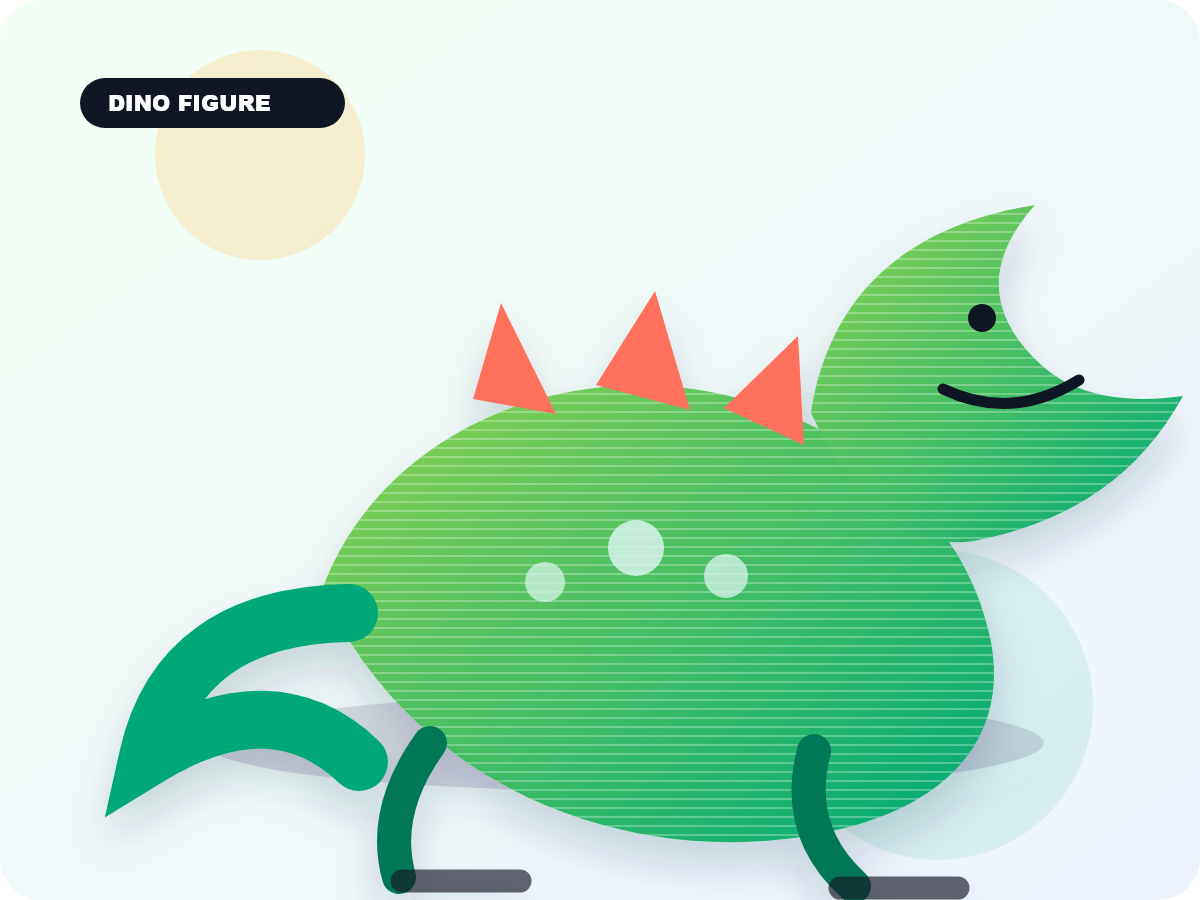 Green 3D printed dinosaur figure example