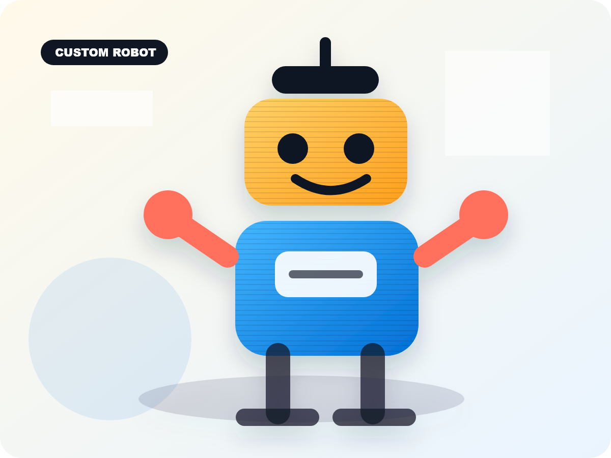 Friendly 3D printed robot toy example